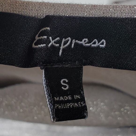 Express Silver Metallic Knit Cami Tank Top Scoop Neck Spaghetti Strap Fairy Glam - Picture 7 of 11